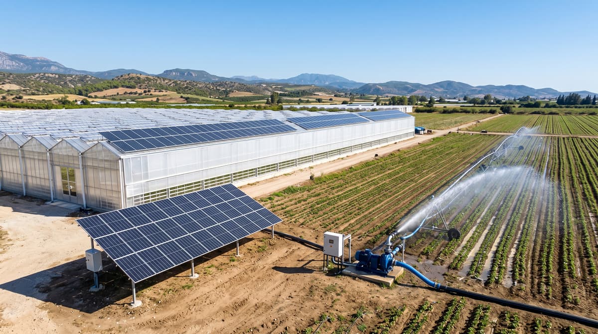 Antalya sera ve tarım arazisinde güneş paneli ile tarımsal sulama — 1 dönüm güneş enerjisi getirisi